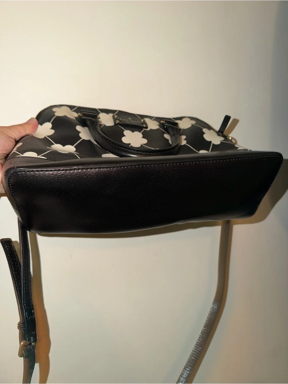 kate spade Black & White Floral Satchel with Crossbody Strap